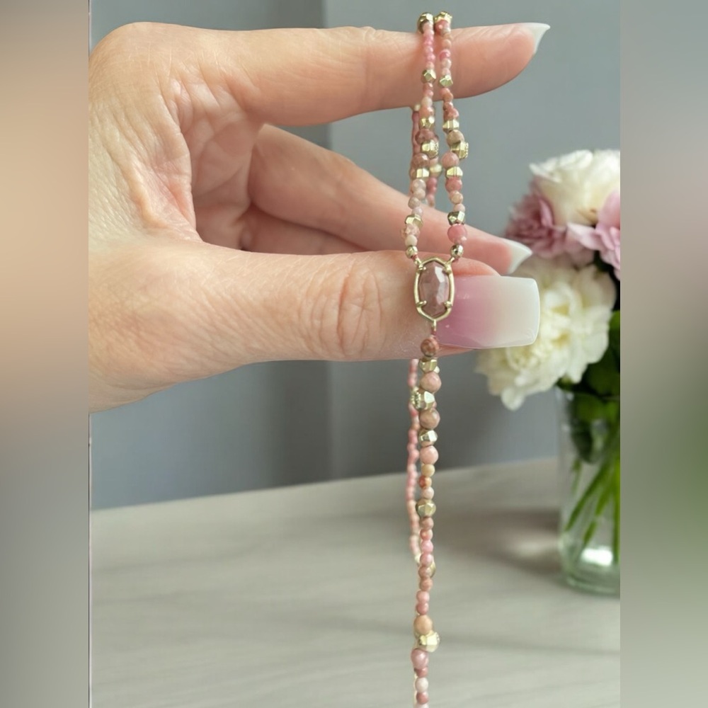 Kendra Scott Bethany Gold & Pink Rhodonite Necklace